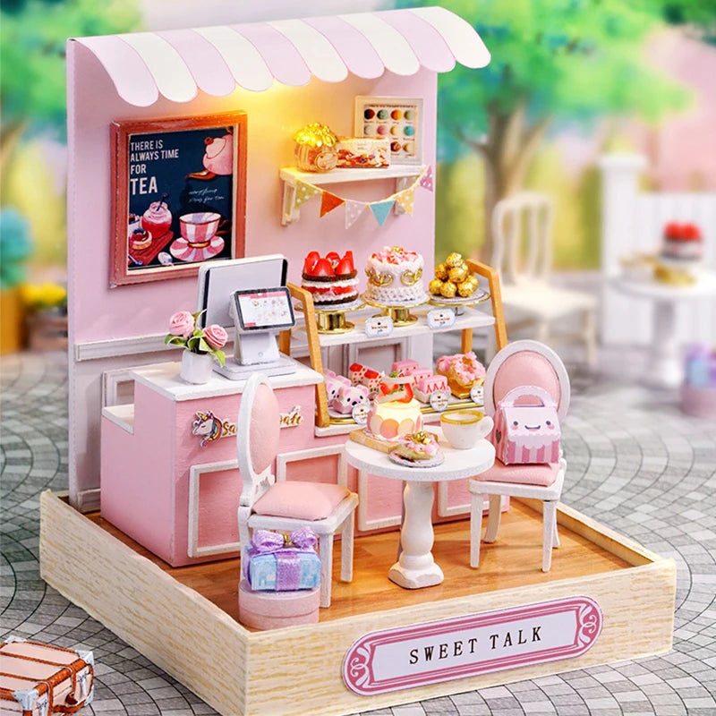 Premium Wooden Miniature Dollhouse Kit with Dust Cover - DIY Assembly Model Building Set | Complete Furniture & Instructions | Birthday Gift for Ages 8+