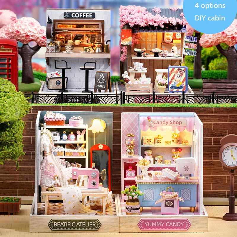 Premium Wooden Miniature Dollhouse Kit with Dust Cover - DIY Assembly Model Building Set | Complete Furniture & Instructions | Birthday Gift for Ages 8+