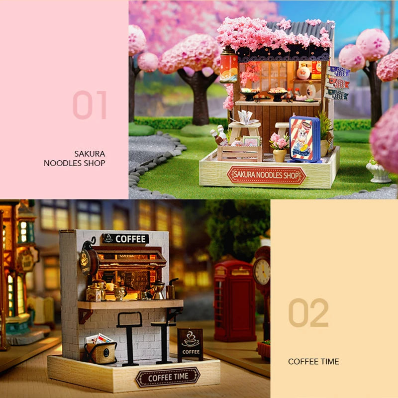 Premium Wooden Miniature Dollhouse Kit with Dust Cover - DIY Assembly Model Building Set | Complete Furniture & Instructions | Birthday Gift for Ages 8+