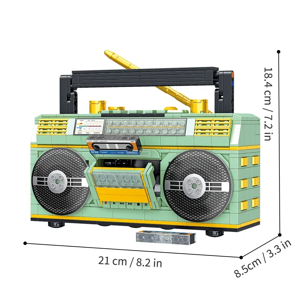 Vintage Radio Building Set - Classic Retro Music Player Model Kit | Compatible Building Blocks for Kids & Adults | Creative Display Gift Toy
