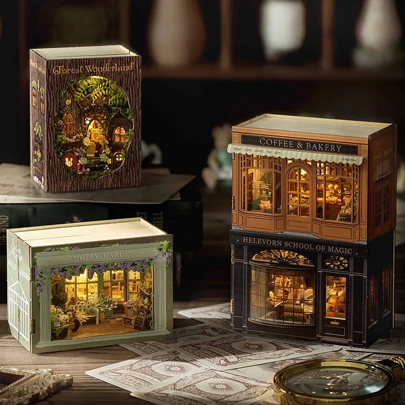 DIY Wooden Miniature Dollhouse Kit with LED Lighting & Furniture - 3D Assembly Model Building Set | Adult Craft Project & Home Decor Gift 14+