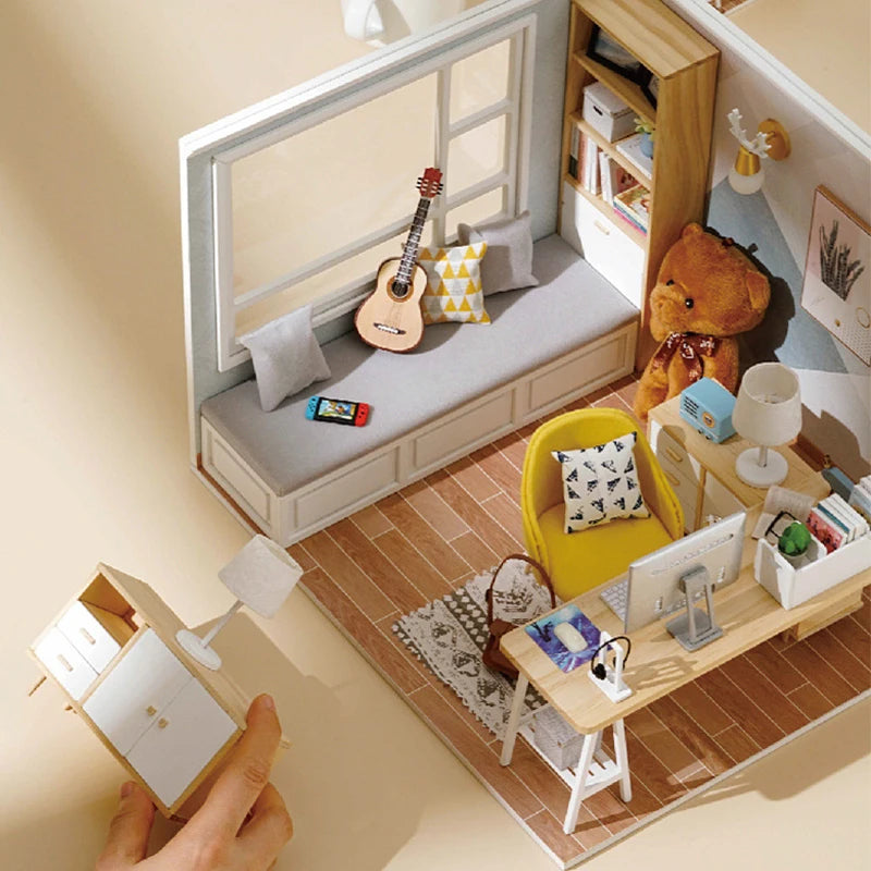 DIY Miniature Room Box Kit | 3D Wooden Puzzle Dollhouse with Furniture | Creative Hobby Gift for Adults & Teens