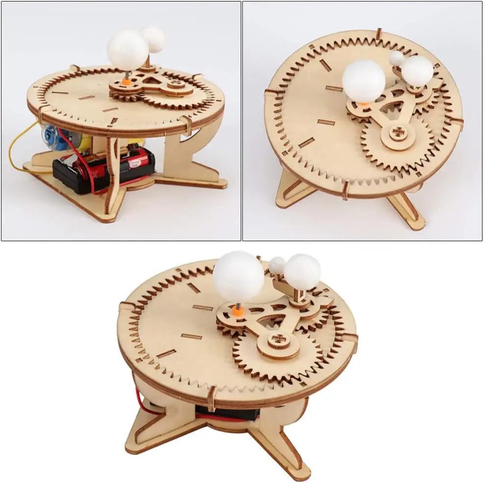 DIY Solar System Model Kit - Motorized Wooden Planetary Movement Set | Educational Science Toy for Kids 6-12 | Sun Earth Moon Assembly Project