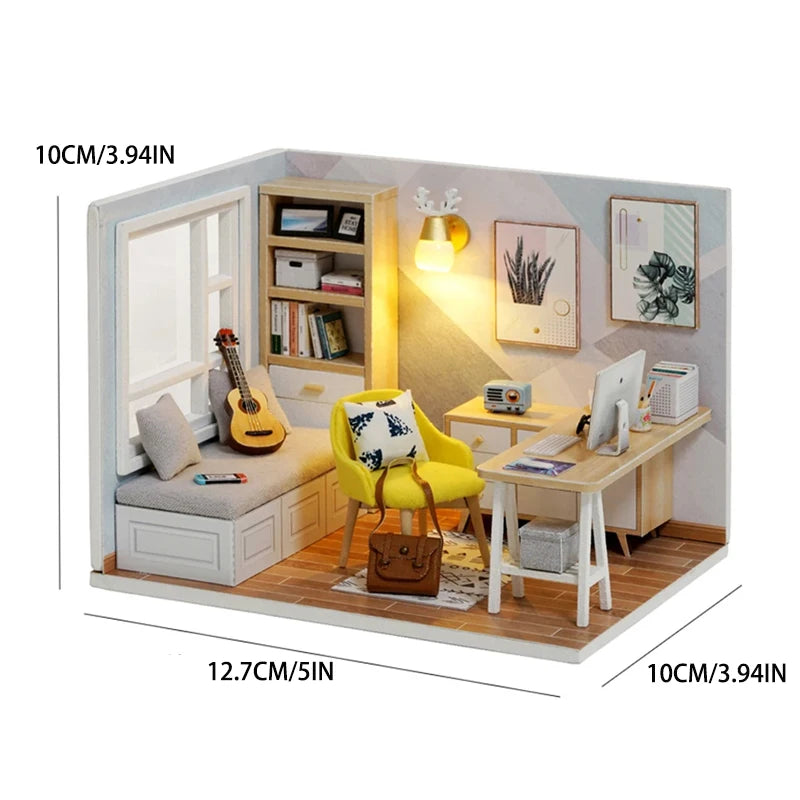 DIY Miniature Room Box Kit | 3D Wooden Puzzle Dollhouse with Furniture | Creative Hobby Gift for Adults & Teens