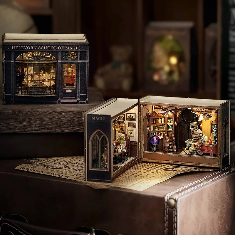 DIY Wooden Miniature Dollhouse Kit with LED Lighting & Furniture - 3D Assembly Model Building Set | Adult Craft Project & Home Decor Gift 14+