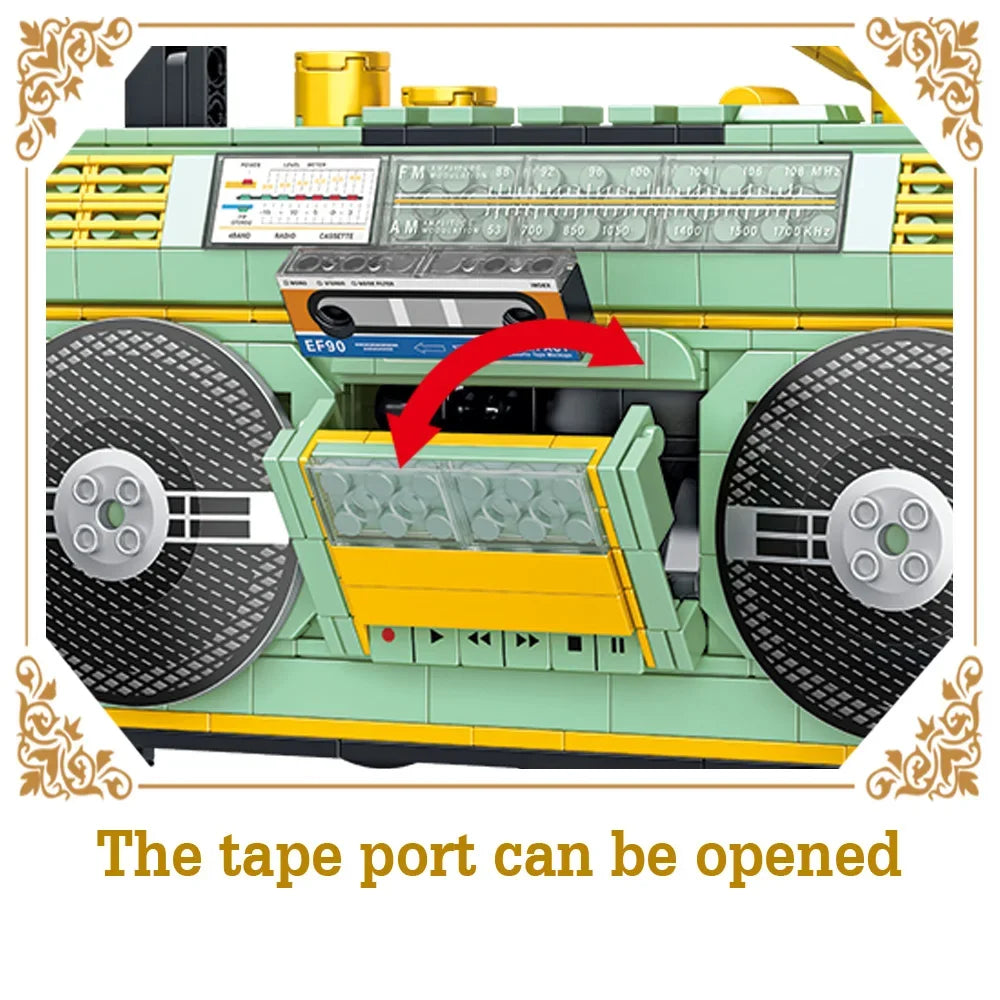 Vintage Radio Building Set - Classic Retro Music Player Model Kit | Compatible Building Blocks for Kids & Adults | Creative Display Gift Toy