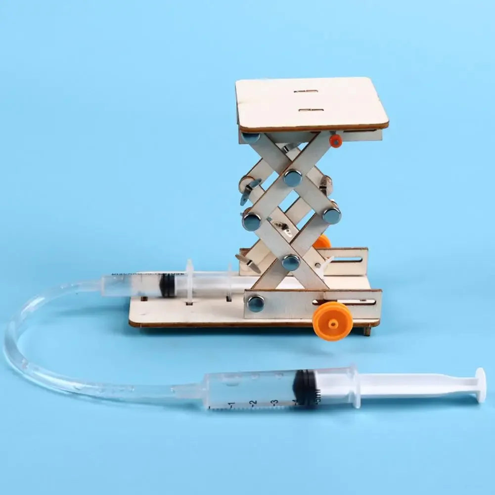 Hydraulic Lift Science Kit for Kids - DIY Educational Physics Experiment Toy | Wooden Building Model for School Projects Ages 6+ | Atmospheric Pressure Learning Set