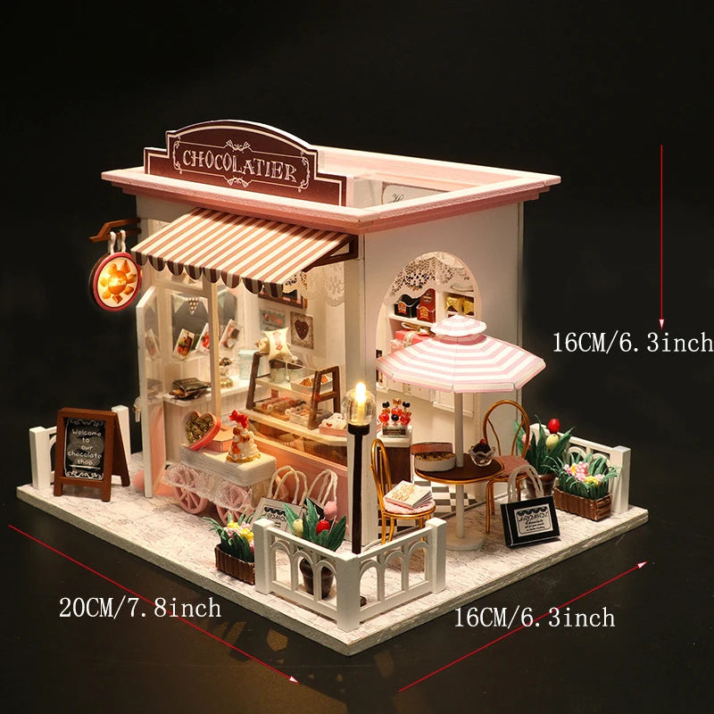 DIY Miniature Dollhouse Kit with LED Lights & Furniture - 3D Wooden Dollhouse Assembly Building Set for Adults & Teens 14+ | Casa Model Gift